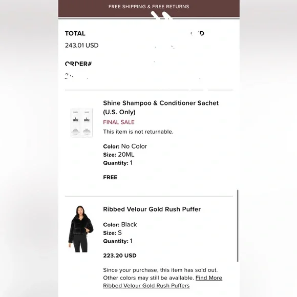 ALO Velour Puffer Jacket - Picture 8 of 8